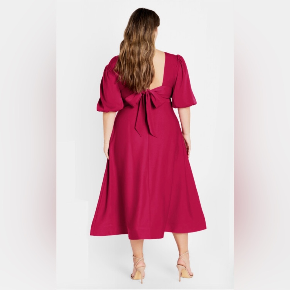 City Chic Lula Dress - lipstick pink Magenta Dress
